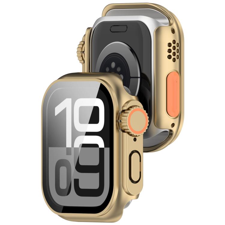 For Apple Watch Series 11 / 10 42mm Change to Ultra 49mm Tempered Film Integrated PC Button Watch Case