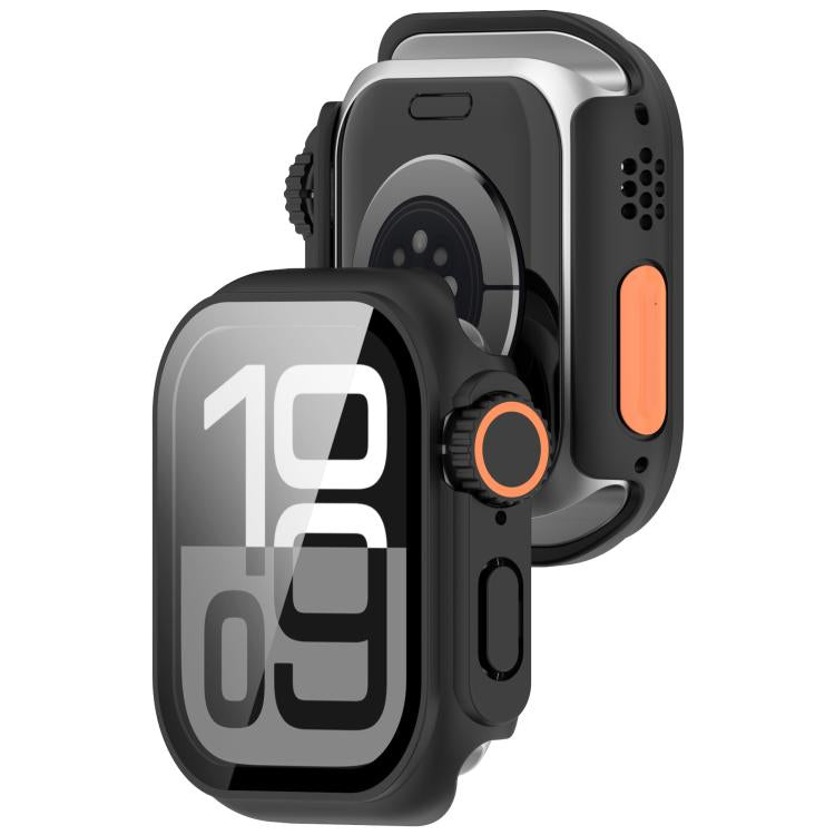 For Apple Watch Series 11 / 10 46mm Change to Ultra 49mm Tempered Film Integrated PC Button Watch Case
