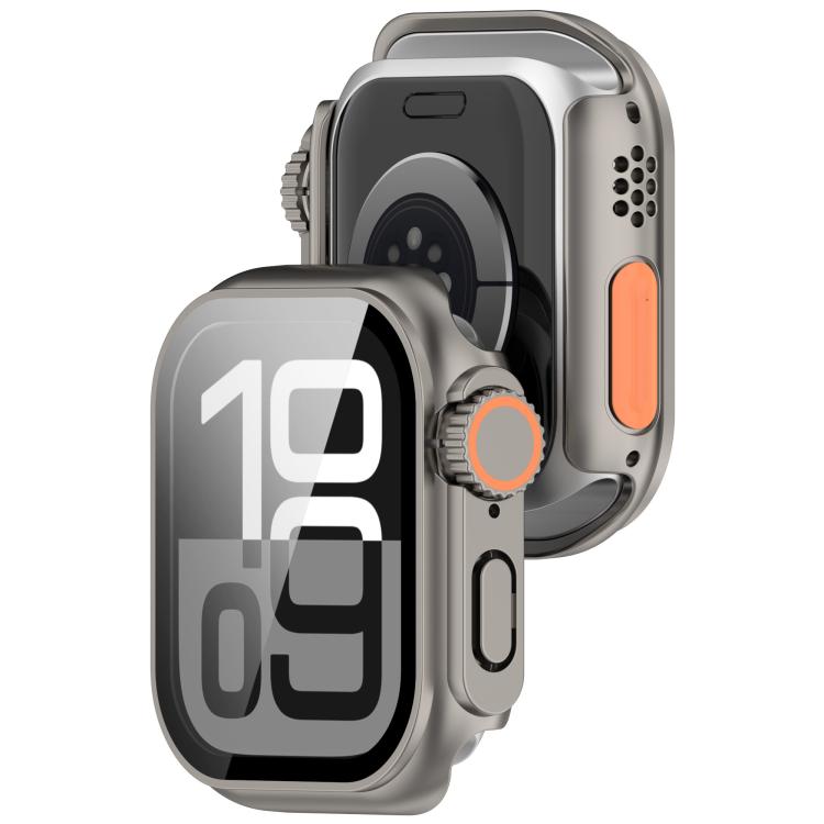 For Apple Watch Series 11 / 10 46mm Change to Ultra 49mm Tempered Film Integrated PC Button Watch Case