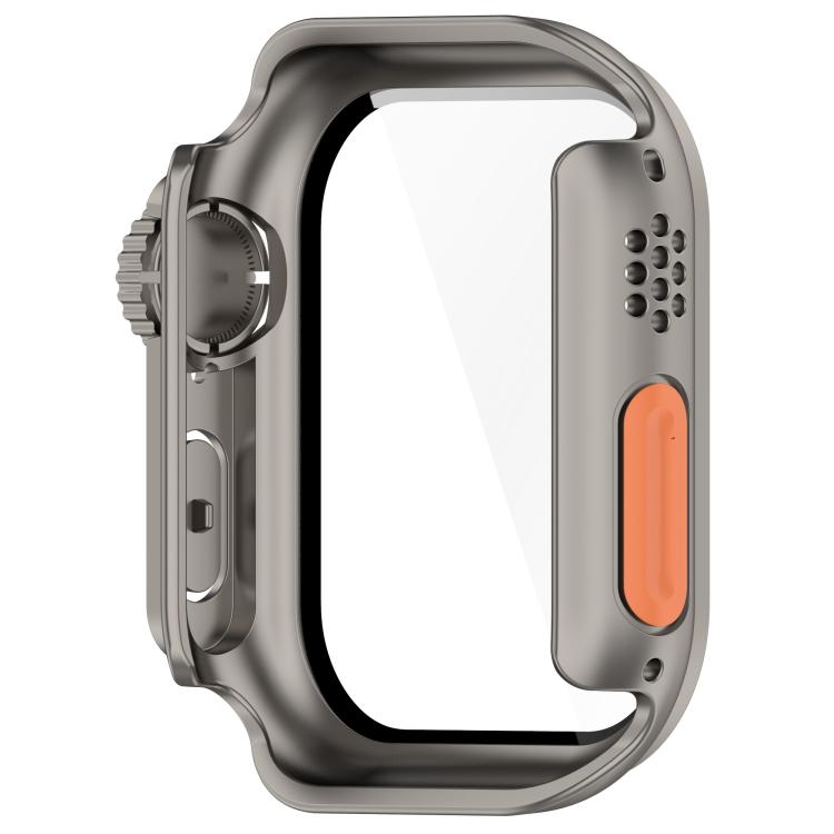 For Apple Watch Series 11 / 10 46mm Change to Ultra 49mm Tempered Film Integrated PC Button Watch Case