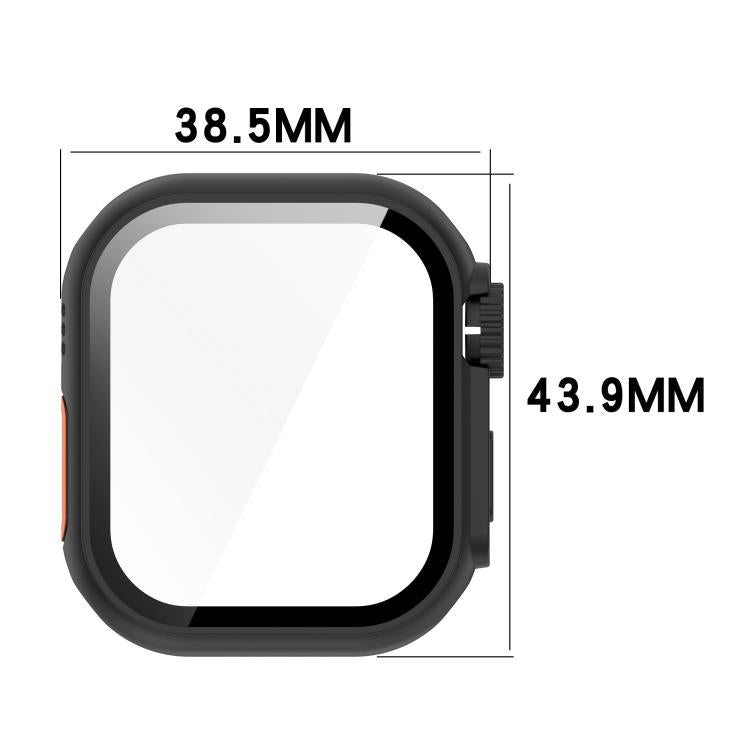 For Apple Watch Series 9 / 8 / 7 41mm Change to Ultra 49mm Tempered Film Integrated PC Button Watch Case