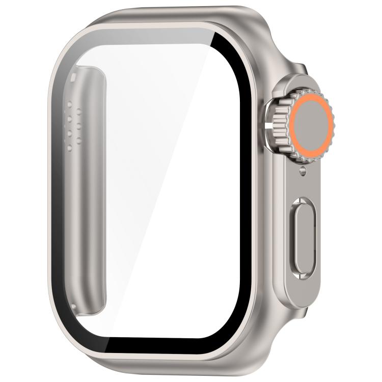 For Apple Watch Series 9 / 8 / 7 41mm Change to Ultra 49mm Tempered Film Integrated PC Button Watch Case