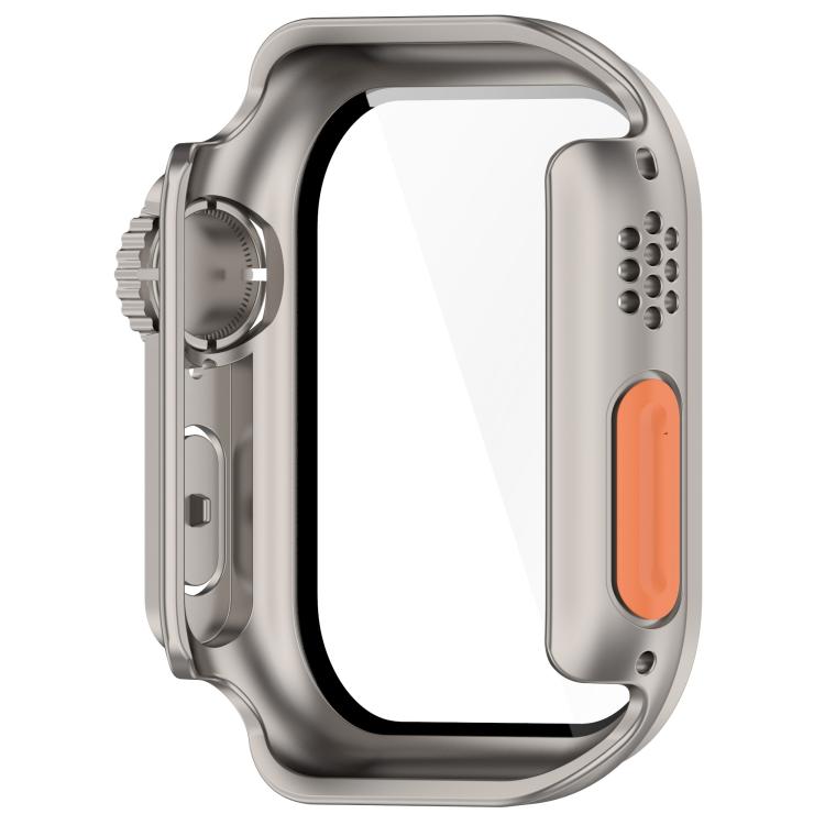 For Apple Watch Series 9 / 8 / 7 41mm Change to Ultra 49mm Tempered Film Integrated PC Button Watch Case