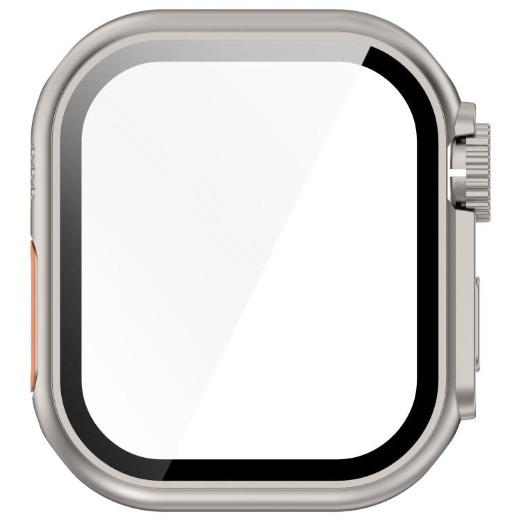 For Apple Watch Series 9 / 8 / 7 41mm Change to Ultra 49mm Tempered Film Integrated PC Button Watch Case