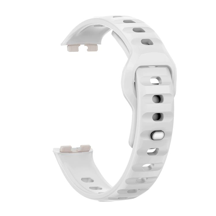 For Huawei Band 10 / 10 NFC Solid Color Metal Reverse Buckle Wave Silicone Watch Band