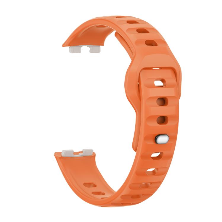 For Huawei Band 10 / 10 NFC Solid Color Metal Reverse Buckle Wave Silicone Watch Band