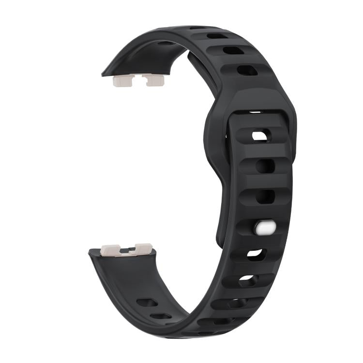 For Huawei Band 10 / 10 NFC Solid Color Metal Reverse Buckle Wave Silicone Watch Band