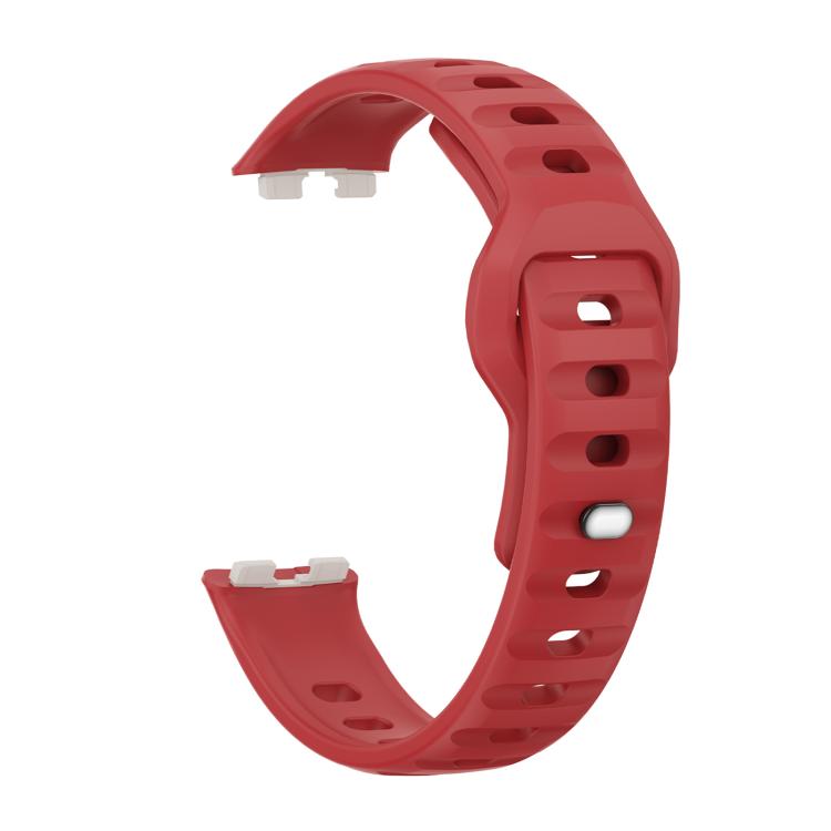 For Huawei Band 10 / 10 NFC Solid Color Metal Reverse Buckle Wave Silicone Watch Band