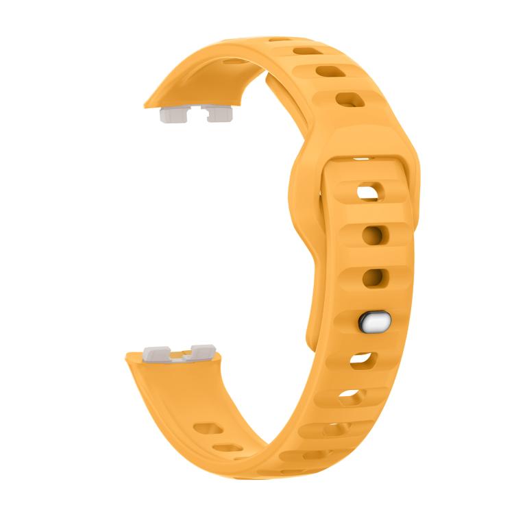 For Huawei Band 10 / 10 NFC Solid Color Metal Reverse Buckle Wave Silicone Watch Band