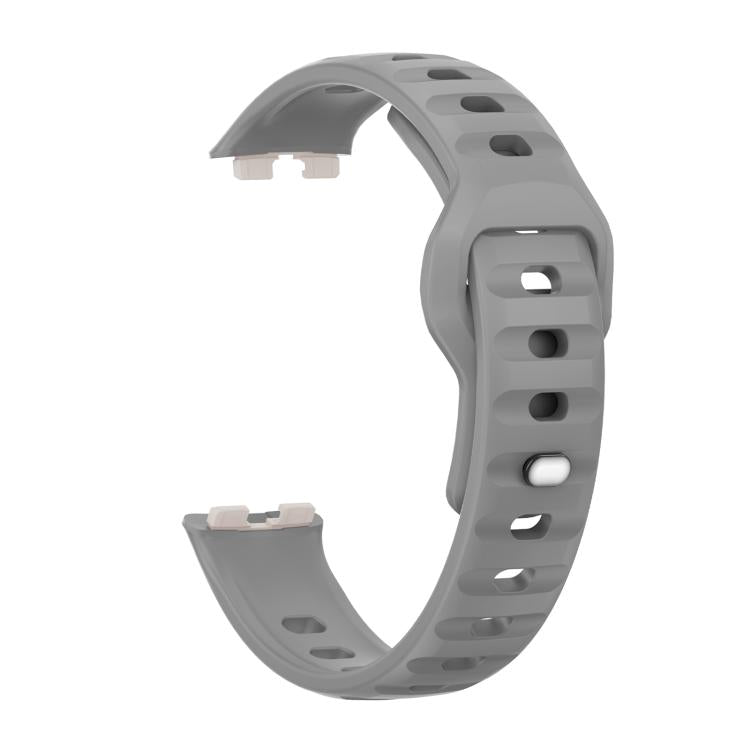 For Huawei Band 10 / 10 NFC Solid Color Metal Reverse Buckle Wave Silicone Watch Band