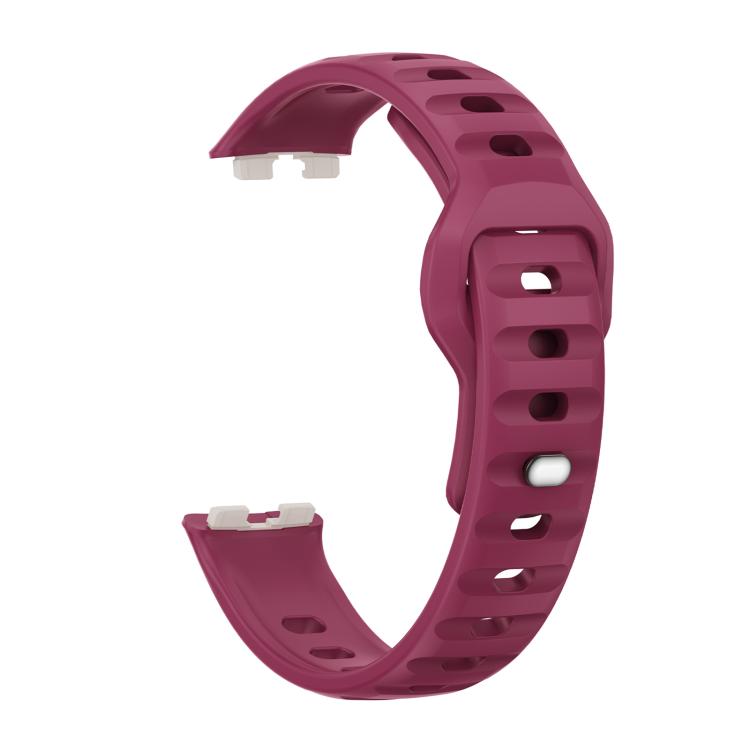 For Huawei Band 10 / 10 NFC Solid Color Metal Reverse Buckle Wave Silicone Watch Band