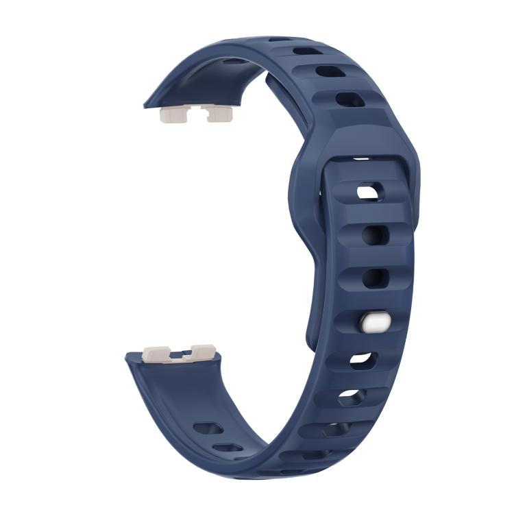 For Huawei Band 10 / 10 NFC Solid Color Metal Reverse Buckle Wave Silicone Watch Band