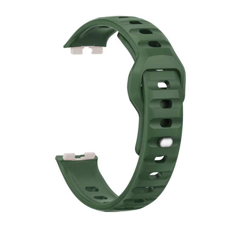 For Huawei Band 10 / 10 NFC Solid Color Metal Reverse Buckle Wave Silicone Watch Band
