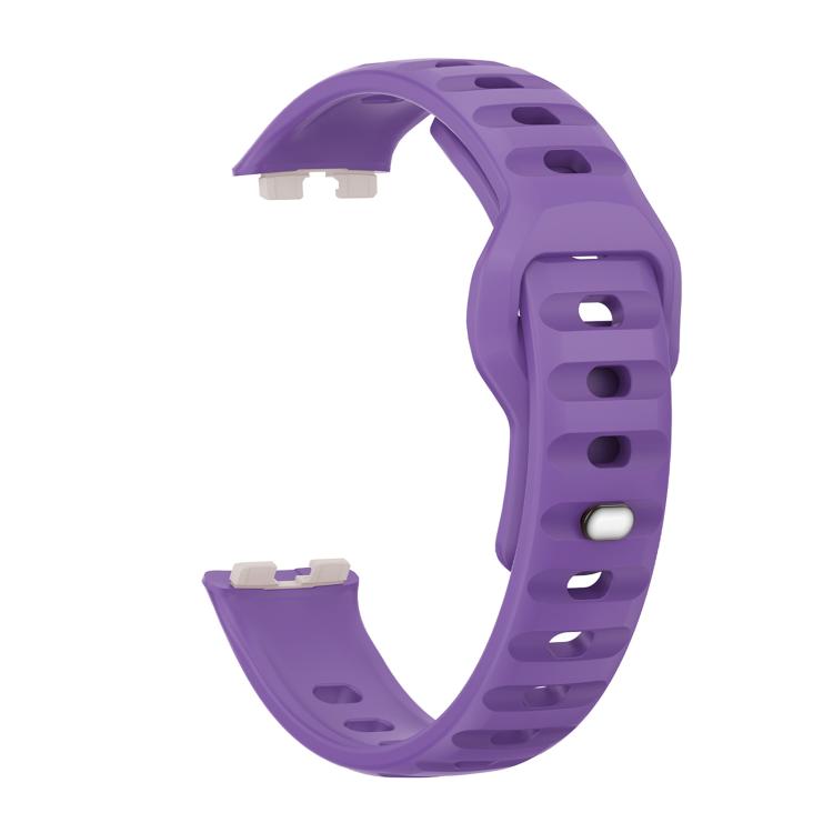 For Huawei Band 10 / 10 NFC Solid Color Metal Reverse Buckle Wave Silicone Watch Band