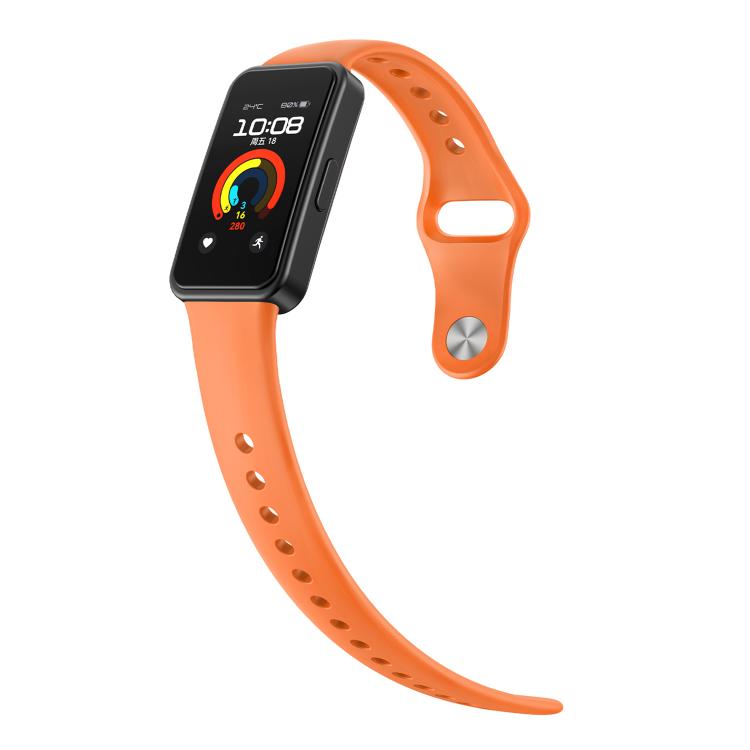 For Huawei Band 10 / 10 NFC Solid Color Metal Reverse Buckle Flat Silicone Watch Band