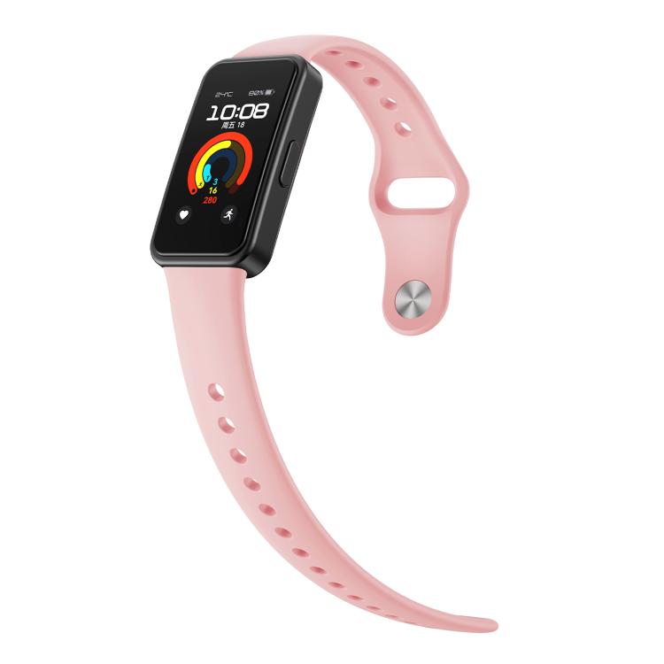 For Huawei Band 10 / 10 NFC Solid Color Metal Reverse Buckle Flat Silicone Watch Band