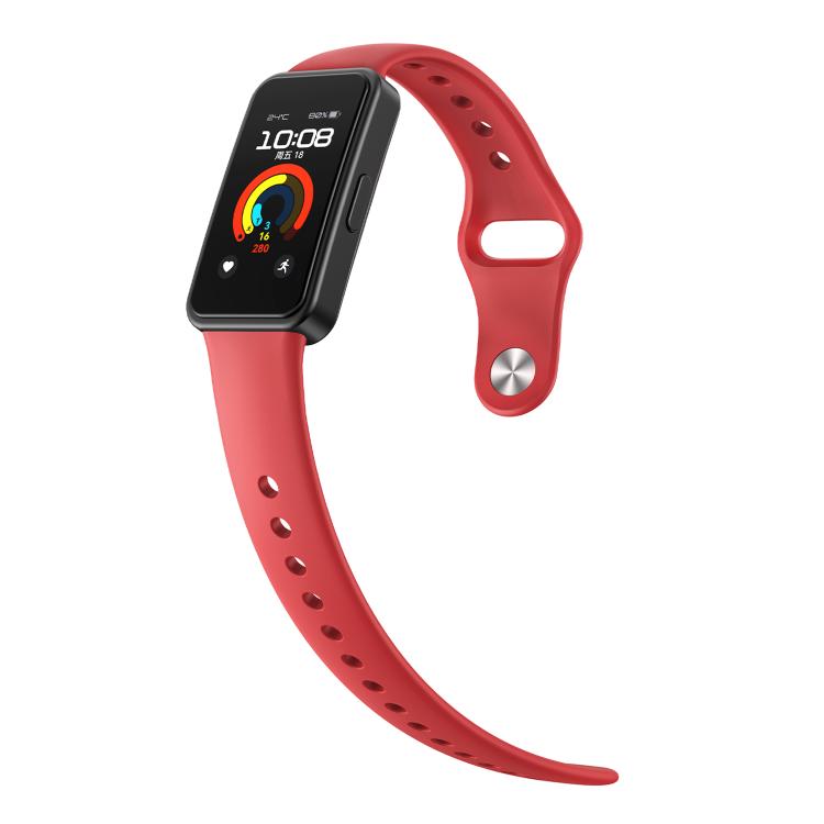 For Huawei Band 10 / 10 NFC Solid Color Metal Reverse Buckle Flat Silicone Watch Band