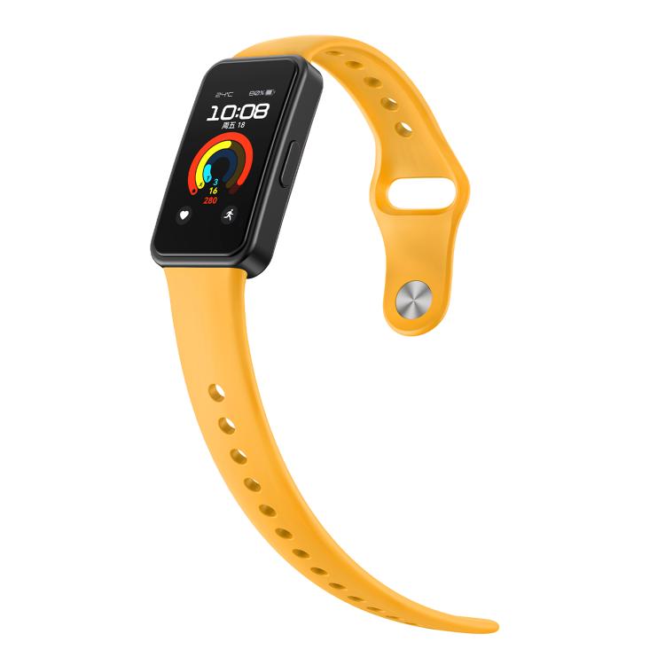 For Huawei Band 10 / 10 NFC Solid Color Metal Reverse Buckle Flat Silicone Watch Band