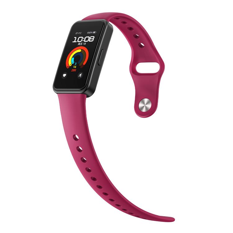 For Huawei Band 10 / 10 NFC Solid Color Metal Reverse Buckle Flat Silicone Watch Band