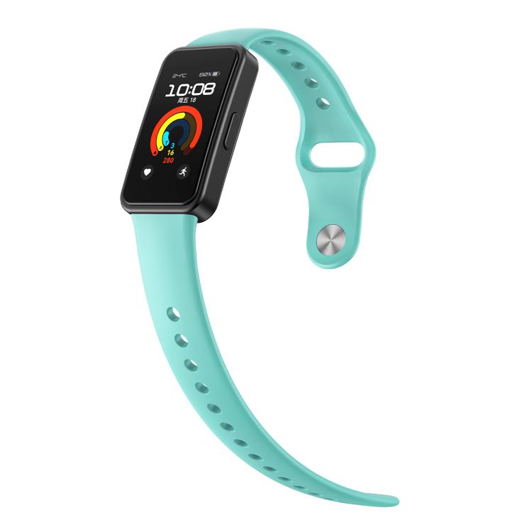 For Huawei Band 10 / 10 NFC Solid Color Metal Reverse Buckle Flat Silicone Watch Band
