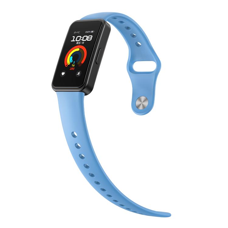 For Huawei Band 10 / 10 NFC Solid Color Metal Reverse Buckle Flat Silicone Watch Band