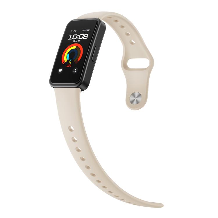 For Huawei Band 10 / 10 NFC Solid Color Metal Reverse Buckle Flat Silicone Watch Band