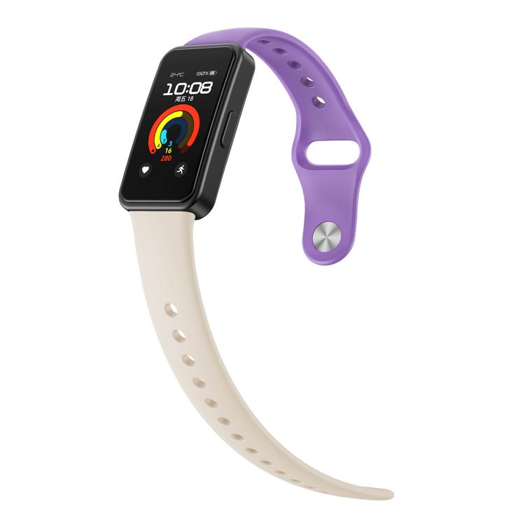 For Huawei Band 10 / 10 NFC Solid Color Metal Reverse Buckle Flat Silicone Watch Band