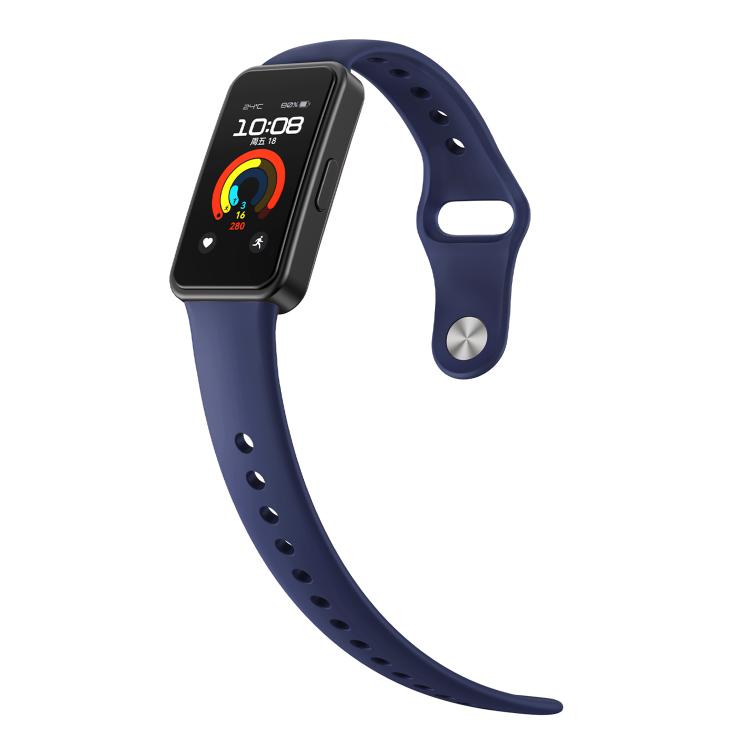 For Huawei Band 10 / 10 NFC Solid Color Metal Reverse Buckle Flat Silicone Watch Band