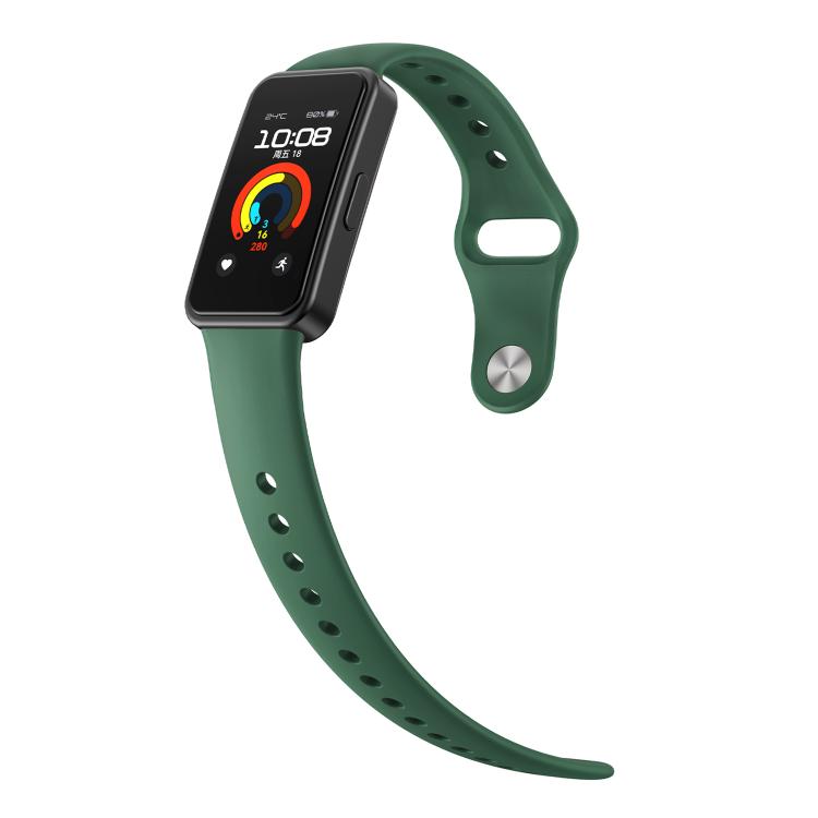 For Huawei Band 10 / 10 NFC Solid Color Metal Reverse Buckle Flat Silicone Watch Band