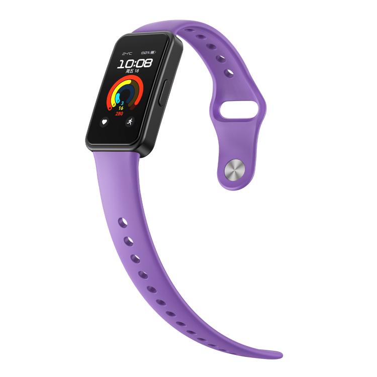 For Huawei Band 10 / 10 NFC Solid Color Metal Reverse Buckle Flat Silicone Watch Band