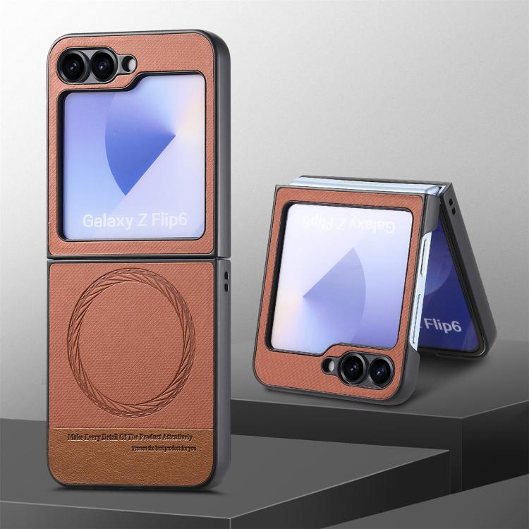 For Samsung Galaxy Z Flip3 5G Twill Fabric Leather Skin Magnetic Back Phone Case