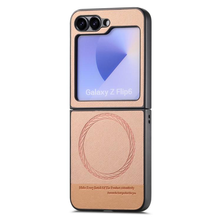 For Samsung Galaxy Z Flip3 5G Twill Fabric Leather Skin Magnetic Back Phone Case