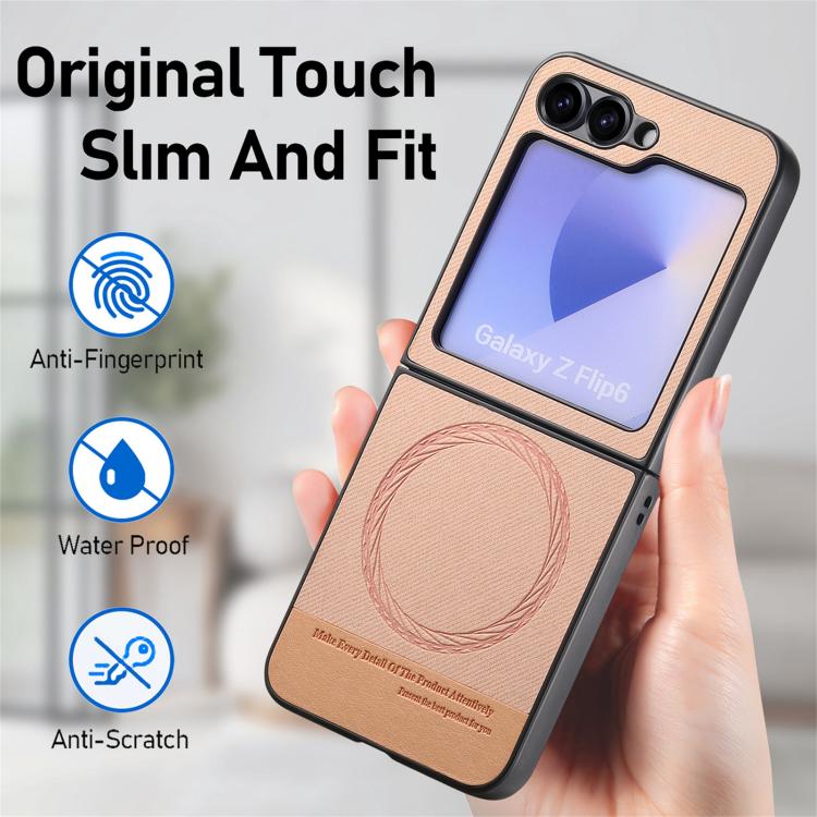 For Samsung Galaxy Z Flip3 5G Twill Fabric Leather Skin Magnetic Back Phone Case