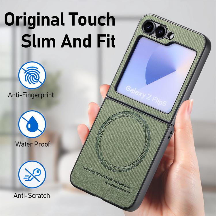 For Samsung Galaxy Z Flip3 5G Twill Fabric Leather Skin Magnetic Back Phone Case