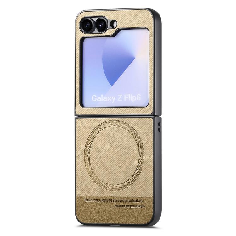 For Samsung Galaxy Z Flip3 5G Twill Fabric Leather Skin Magnetic Back Phone Case