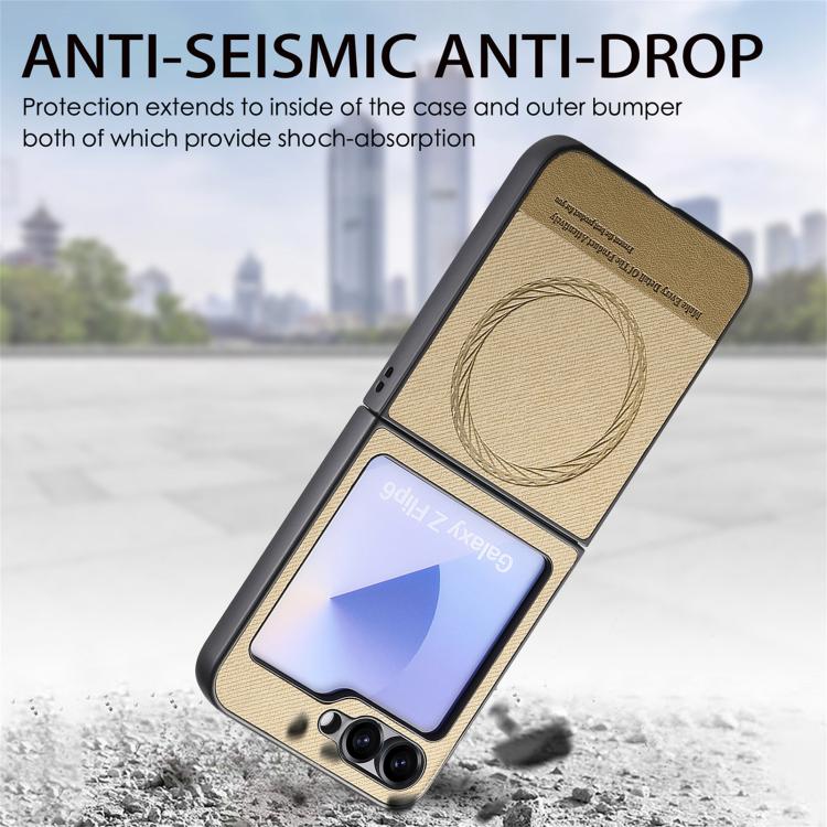 For Samsung Galaxy Z Flip3 5G Twill Fabric Leather Skin Magnetic Back Phone Case