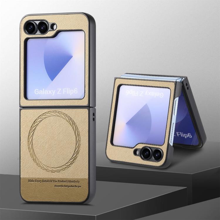 For Samsung Galaxy Z Flip3 5G Twill Fabric Leather Skin Magnetic Back Phone Case