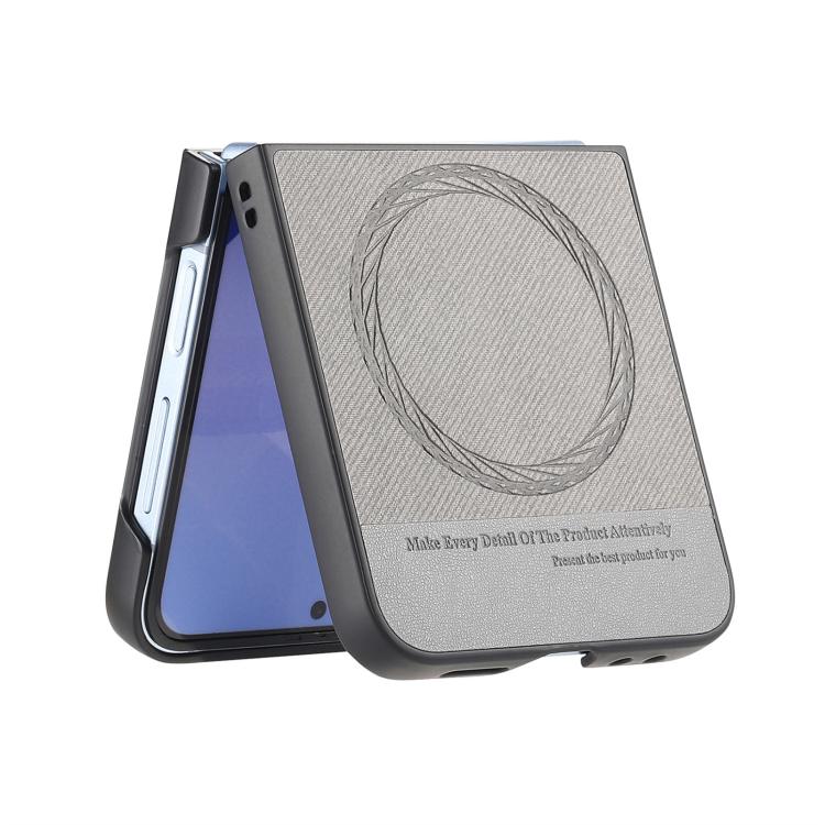 For Samsung Galaxy Z Flip3 5G Twill Fabric Leather Skin Magnetic Back Phone Case