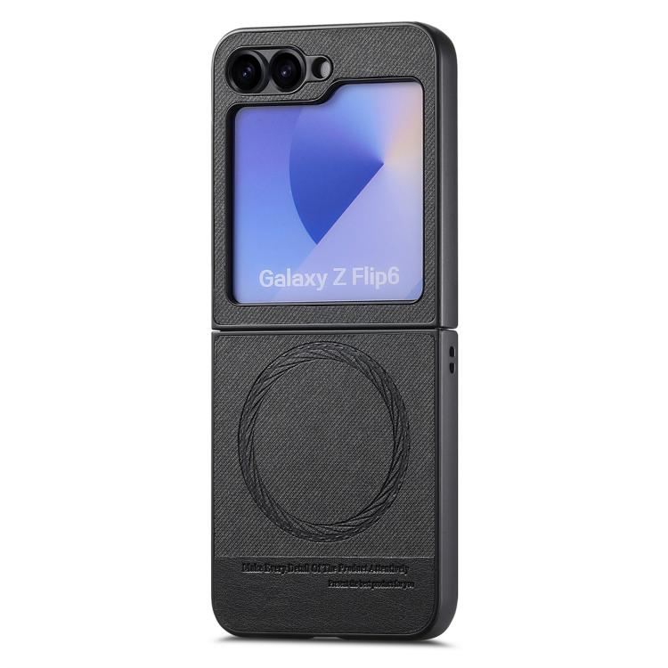 For Samsung Galaxy Z Flip5 Twill Fabric Leather Skin Magnetic Back Phone Case