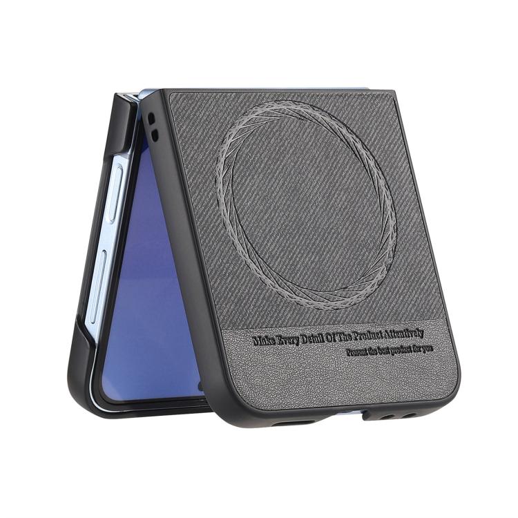 For Samsung Galaxy Z Flip5 Twill Fabric Leather Skin Magnetic Back Phone Case