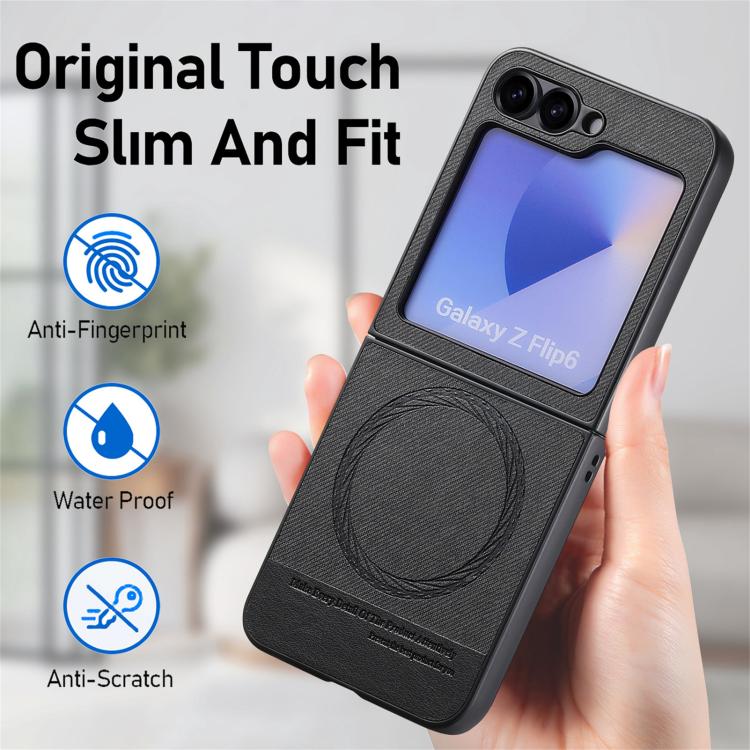For Samsung Galaxy Z Flip5 Twill Fabric Leather Skin Magnetic Back Phone Case