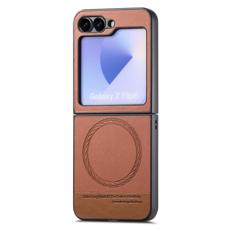 For Samsung Galaxy Z Flip5 Twill Fabric Leather Skin Magnetic Back Phone Case