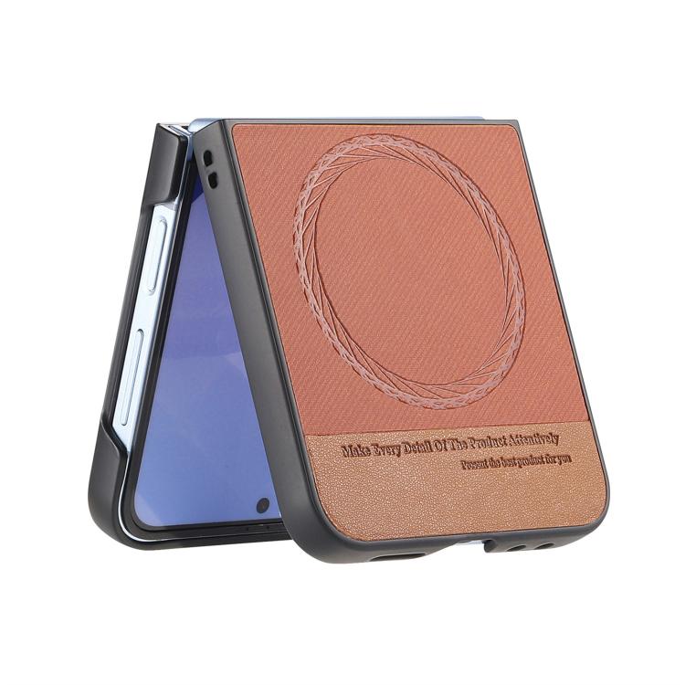 For Samsung Galaxy Z Flip5 Twill Fabric Leather Skin Magnetic Back Phone Case