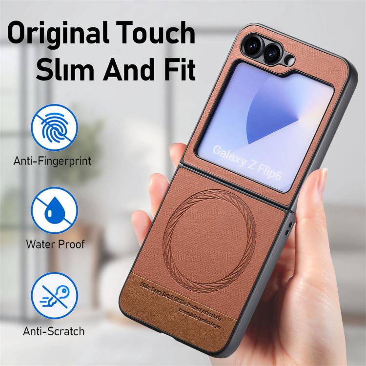 For Samsung Galaxy Z Flip5 Twill Fabric Leather Skin Magnetic Back Phone Case