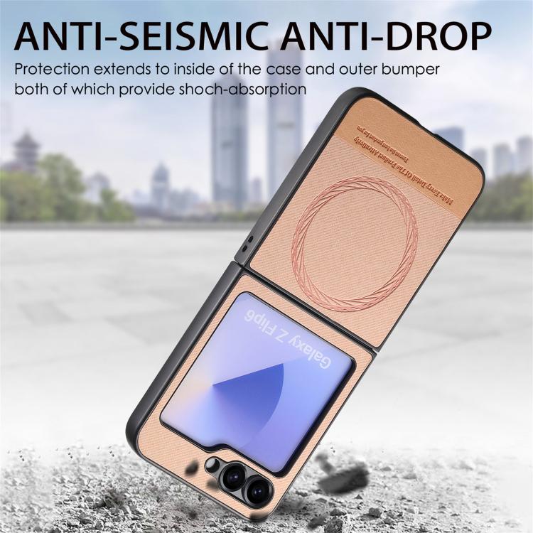 For Samsung Galaxy Z Flip5 Twill Fabric Leather Skin Magnetic Back Phone Case