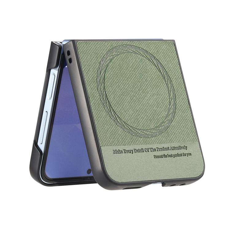For Samsung Galaxy Z Flip5 Twill Fabric Leather Skin Magnetic Back Phone Case