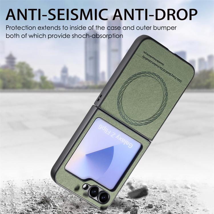For Samsung Galaxy Z Flip5 Twill Fabric Leather Skin Magnetic Back Phone Case
