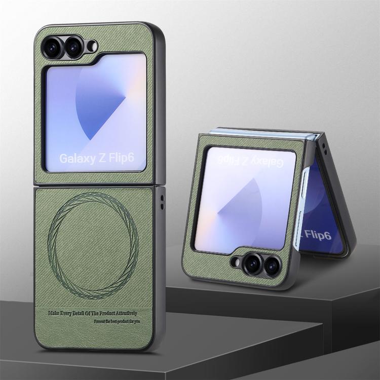 For Samsung Galaxy Z Flip5 Twill Fabric Leather Skin Magnetic Back Phone Case