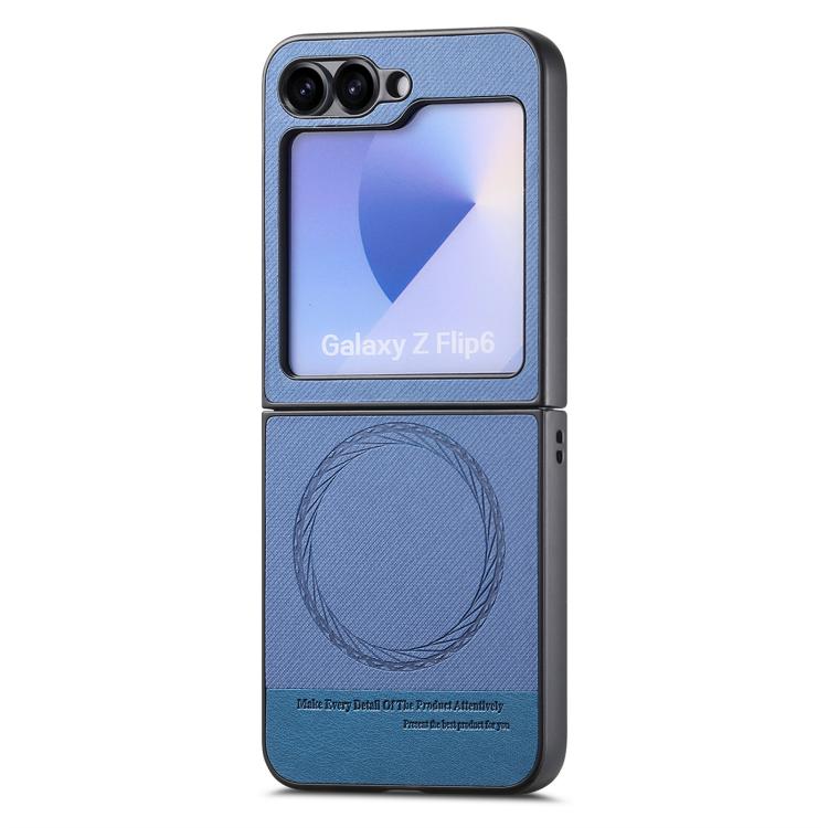 For Samsung Galaxy Z Flip5 Twill Fabric Leather Skin Magnetic Back Phone Case