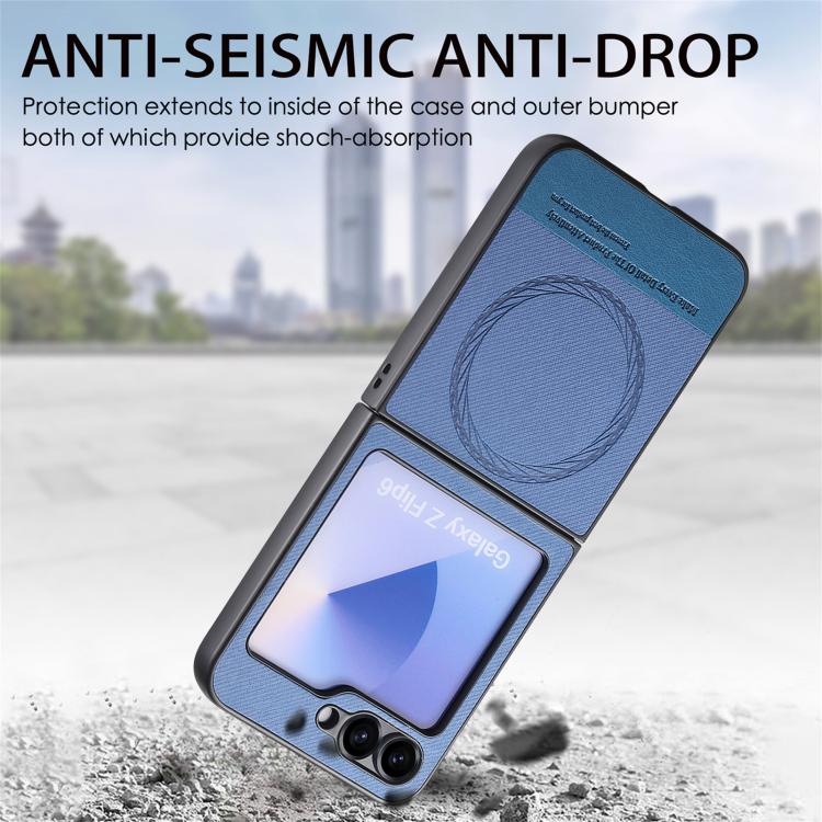 For Samsung Galaxy Z Flip5 Twill Fabric Leather Skin Magnetic Back Phone Case